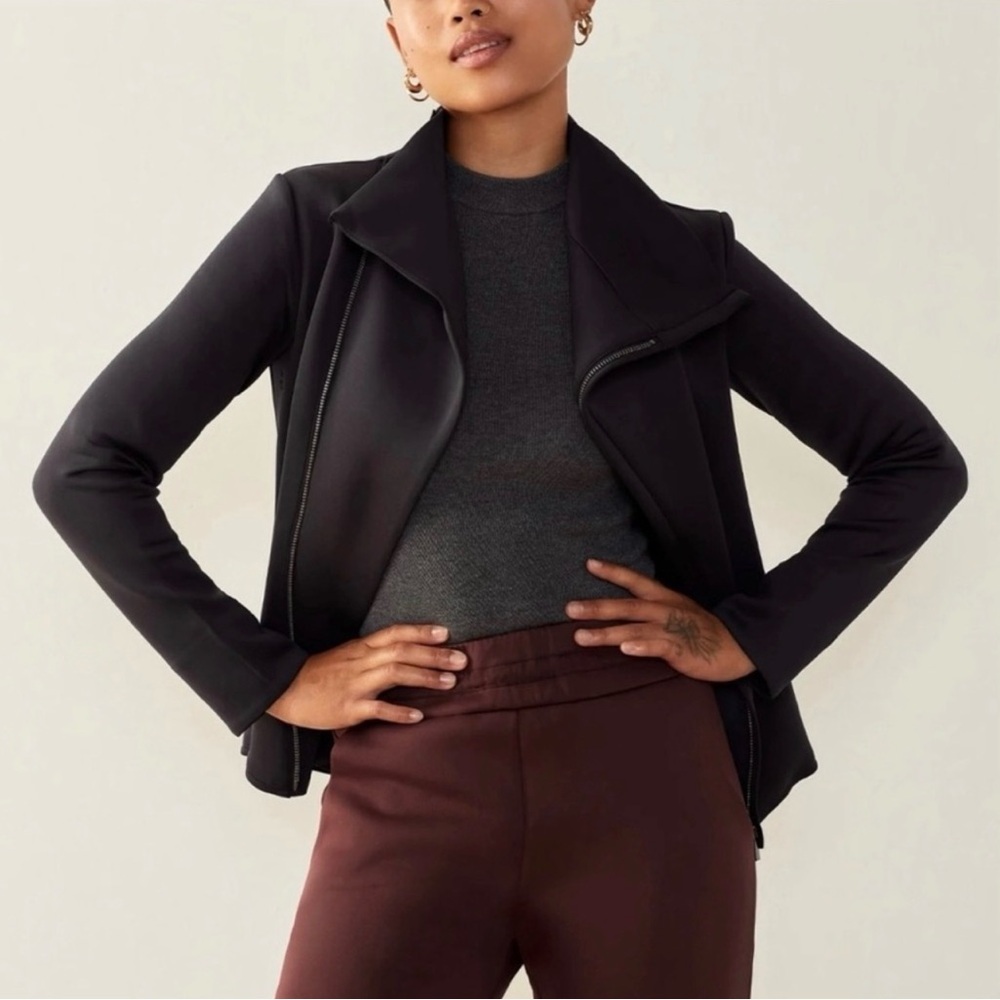 ADAY Up In The Air Jacket Scuba Asymmetrical Zip Biker Jacket - Picture 2 of 9